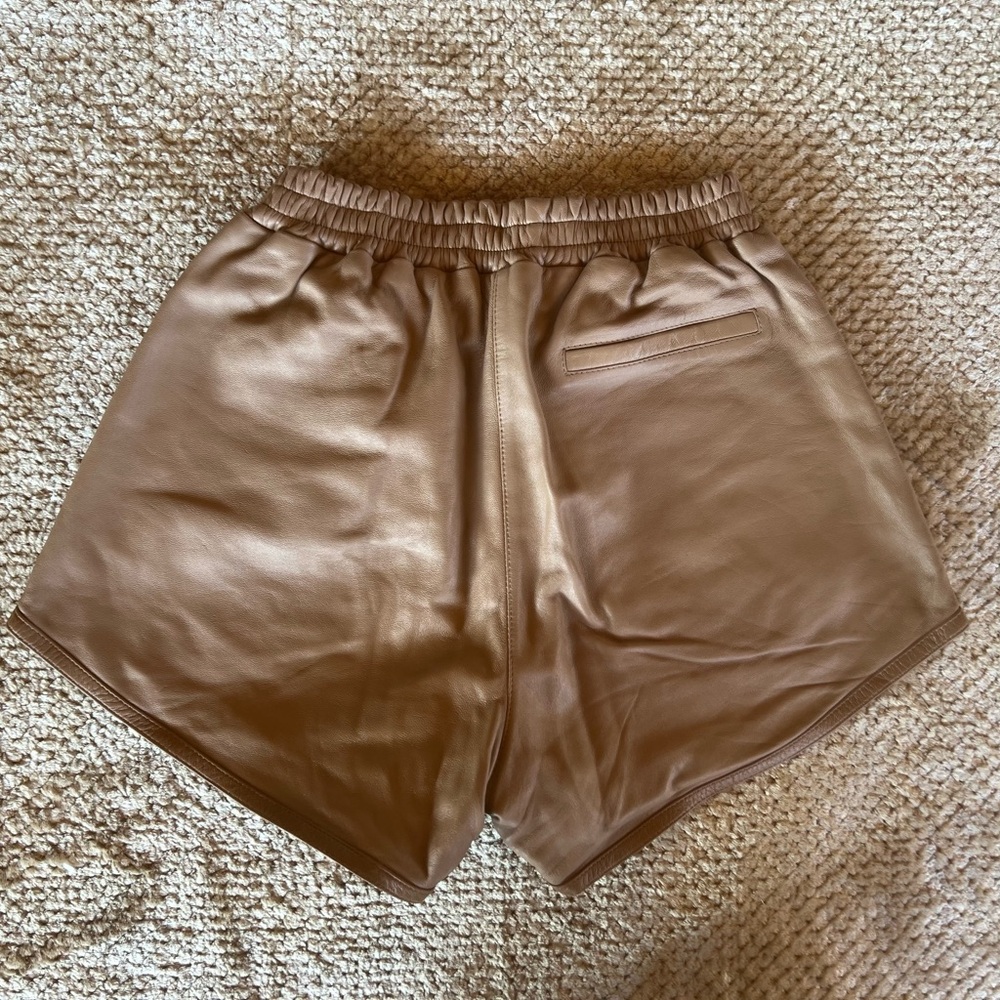 Zeynep Arcay Camel Leather Shorts - Picture 4 of 11